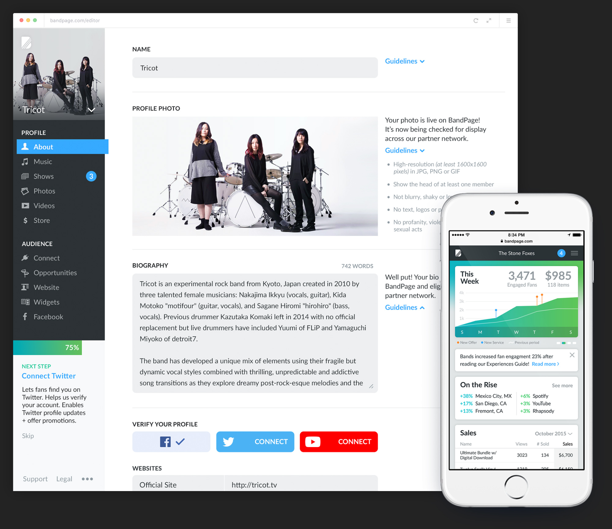 Complex interfaces a musician would use to control their info online
