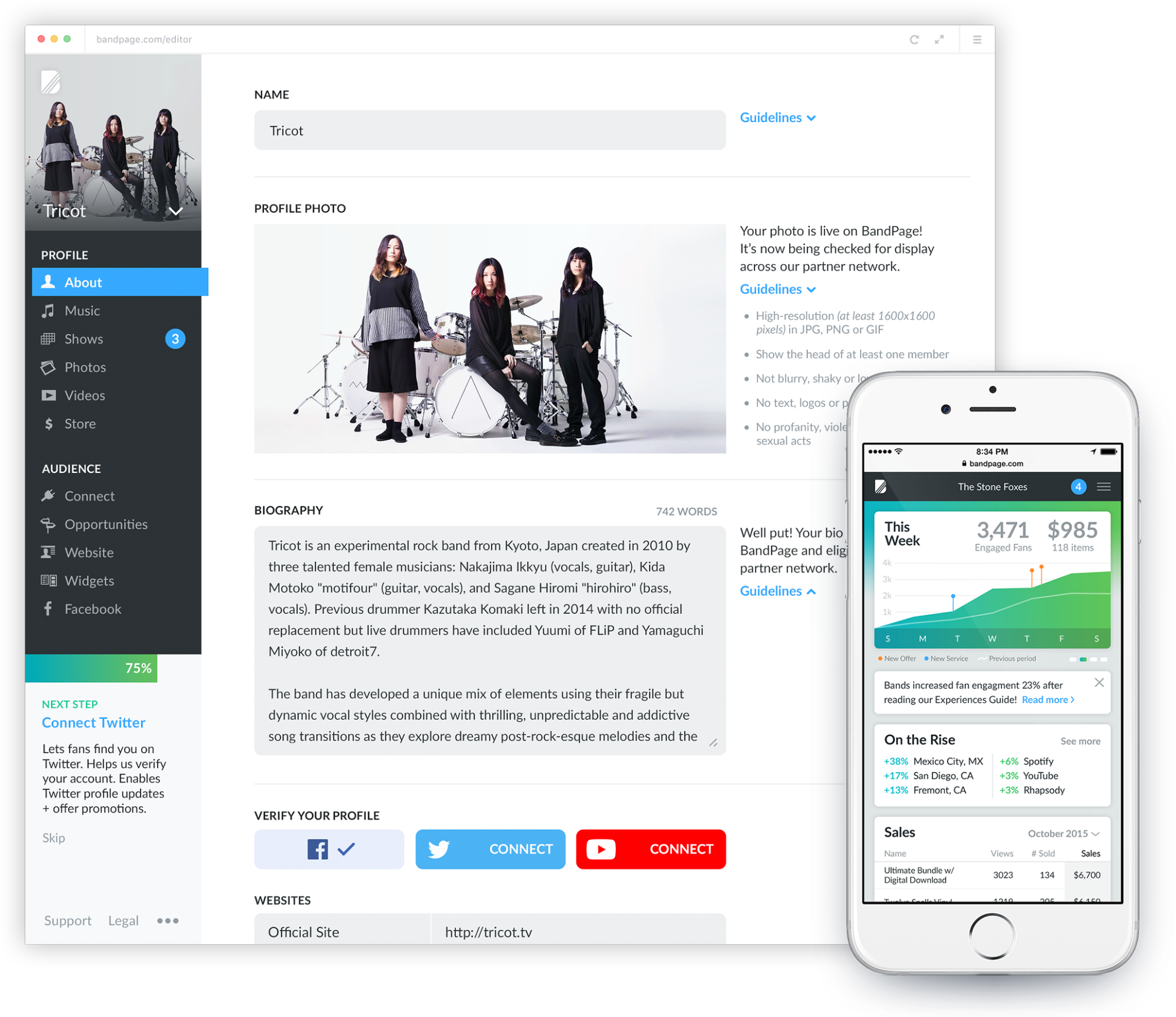 Complex interfaces a musician would use to control their info online